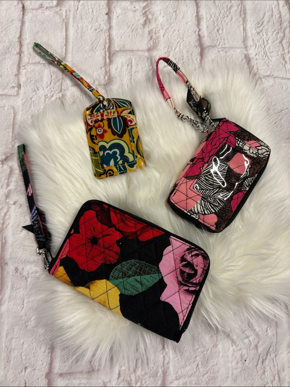 All Vera Bradley Floral Quilted Wristlet Wallet and Card Holder and Luggage Tag